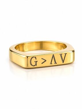 Gold Tone Engraved Band Ring Size 7 • God is Greater Than the Highs and Lows
